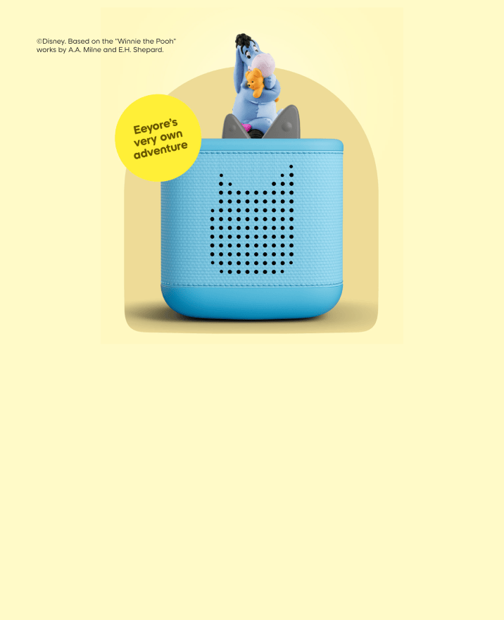 Eeyore Tonie on a blue Toniebox 2