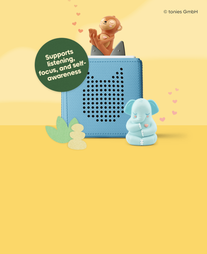 Mindfulness Tonies with blue Toniebox that supports listening, focus, and self awareness