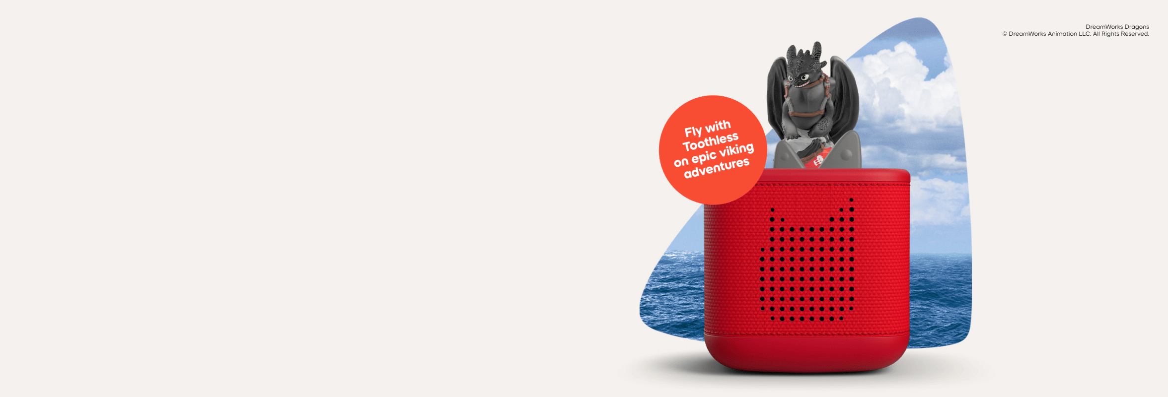 How to Train Your Dragon Tonie on a red Toniebox 2