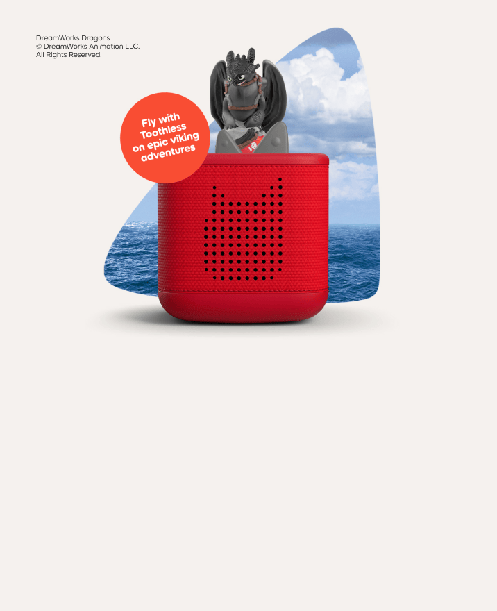 How to Train Your Dragon Tonie on a red Toniebox 2