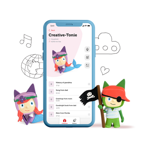 mytonies App with screen of Creative Tonie tracklist with custom recorded content