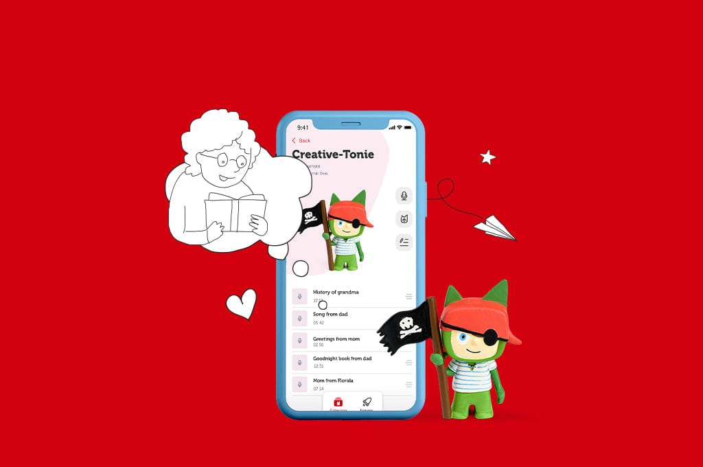 Pirate Creative Tonie with mytonies app showing screen for recording content