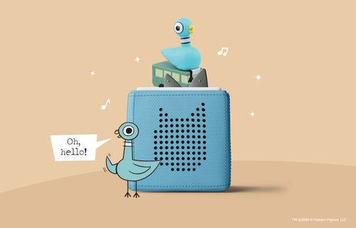 mo willems pigeon on a blue toniebox