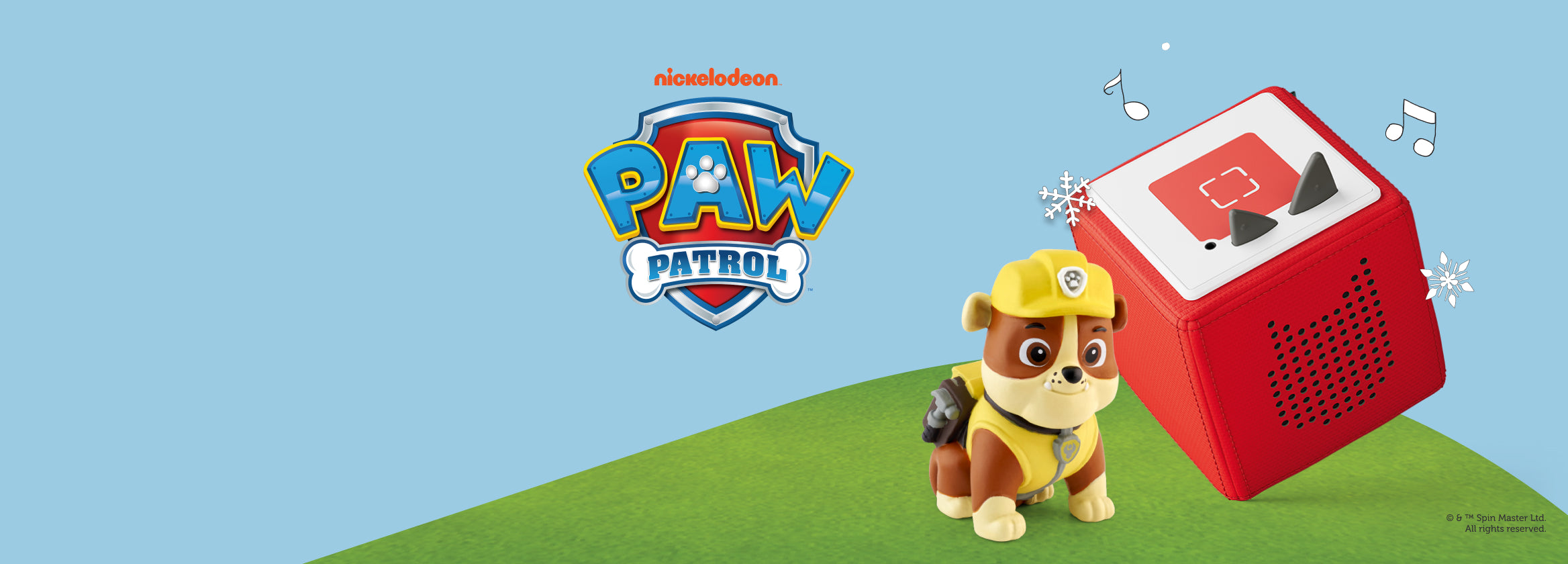 Paw Patrol Rubble Tonie with a red Toniebox