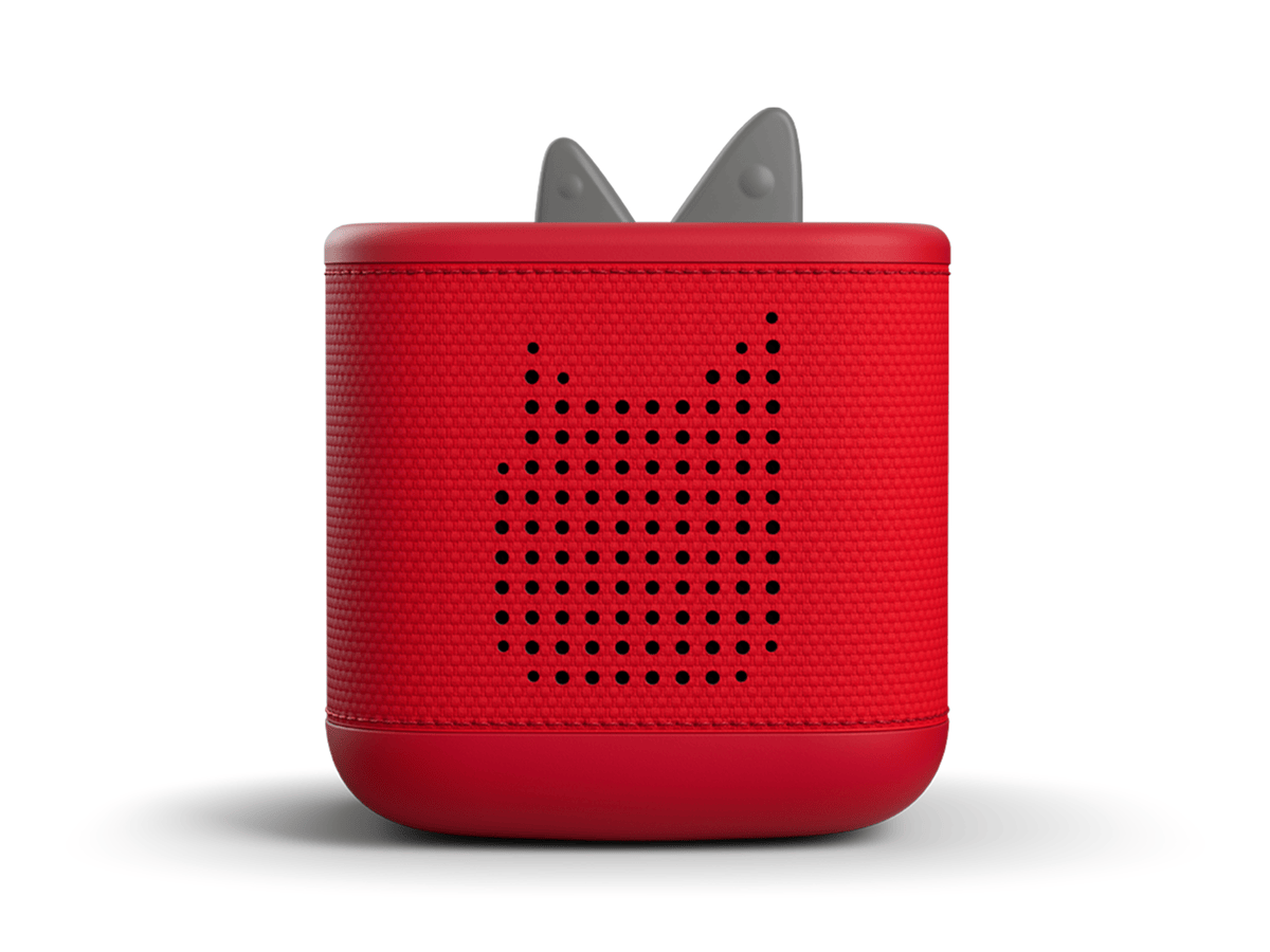 Front View Of Sunset Red Toniebox 2 An Audio Player For Kids, Used With Tonie Audio Figurines And Tonieplay Games