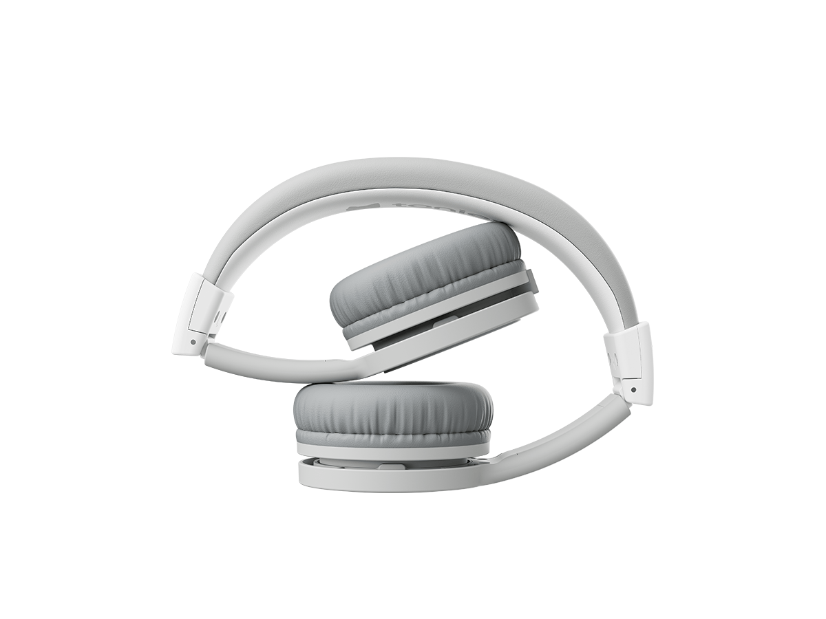 gray wired headphones for kids in folded position
