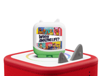 wondery kids clever tonies on a red Toniebox 2 ready to play audio stories and songs