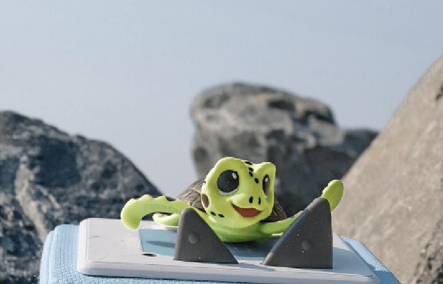bobby the sea turtle on a blue toniebox to celebrate world turtle day