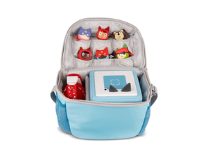 open view with tonies and toniebox inside Toniebox Character Bag - Yeti