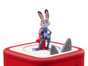Disney Zootopia Tonie on a red Toniebox 2 ready to play audio stories and songs