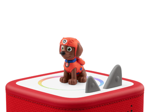 Zuma on a red Toniebox 2 ready to play audio stories and songs