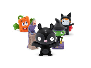 Set of Halloween-themed Tonies on a white background