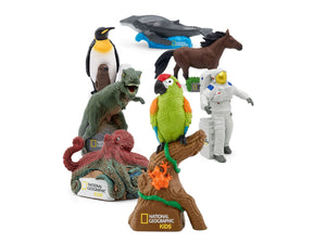 Collection of National Geographic Kids figurines on a white background