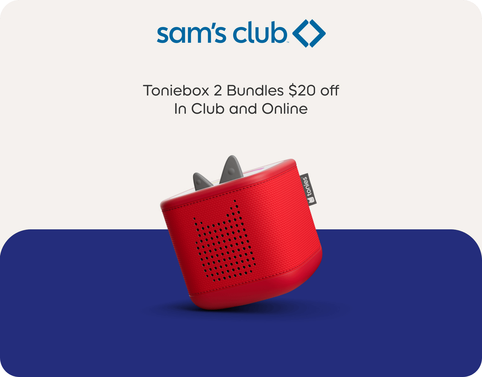 sam's club logo with a red Toniebox 2
