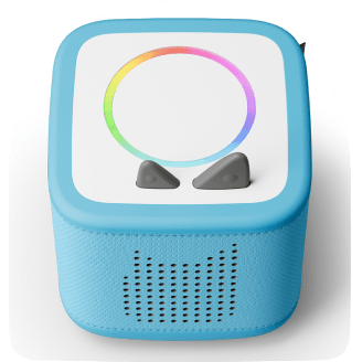 top view of the sky blue toniebox 2 showing the dynamic light ring