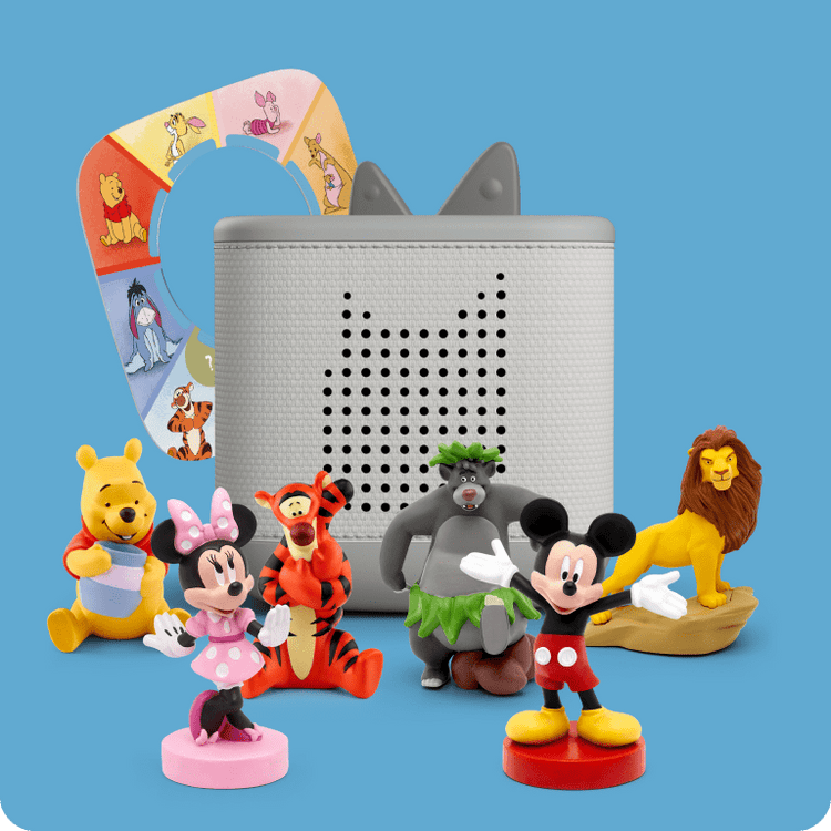 Winnie the Pooh Tonieplay Game, grey Toniebox 2, and Disney Tonies