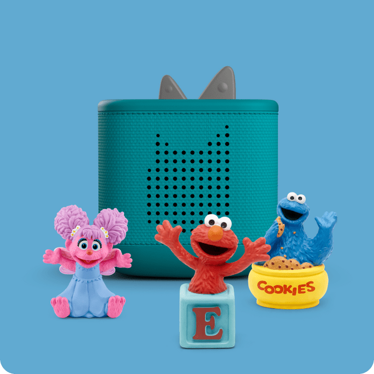 Sesame Street Tonies with teal Toniebox 2
