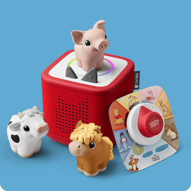 Red Toniebox 2 with My First Tonie Farm Set and Winnie the Pooh Tonieplay Game