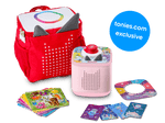 tonies originals bundle with Toniebox 2, tonieplay controller, tonies original tonieplay game, USC-C charging cable and exclusive red toniebox 2 backpack