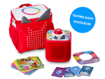 What’s in the bundle? Toniebox 2, tonieplay controller, tonies original tonieplay game, USC-C charging cable and exclusive red toniebox 2 backpack