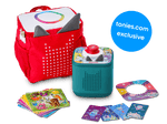 tonies originals bundle with Toniebox 2, tonieplay controller, tonies original tonieplay game, USC-C charging cable and exclusive red toniebox 2 backpack