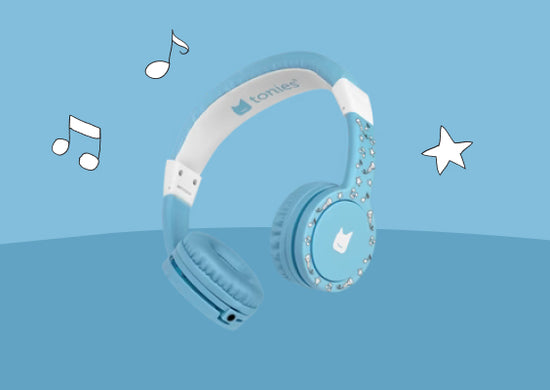 blue tonies headphones on a blue background