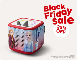 Red Toniebox 2 with Sleeve with text "Black Friday Sale 25% Off"