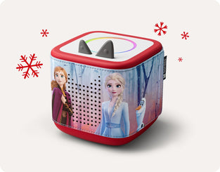 Red Toniebox 2 with Disney Frozen Sleeve on it