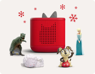 Red Toniebox 2 with four Tonies